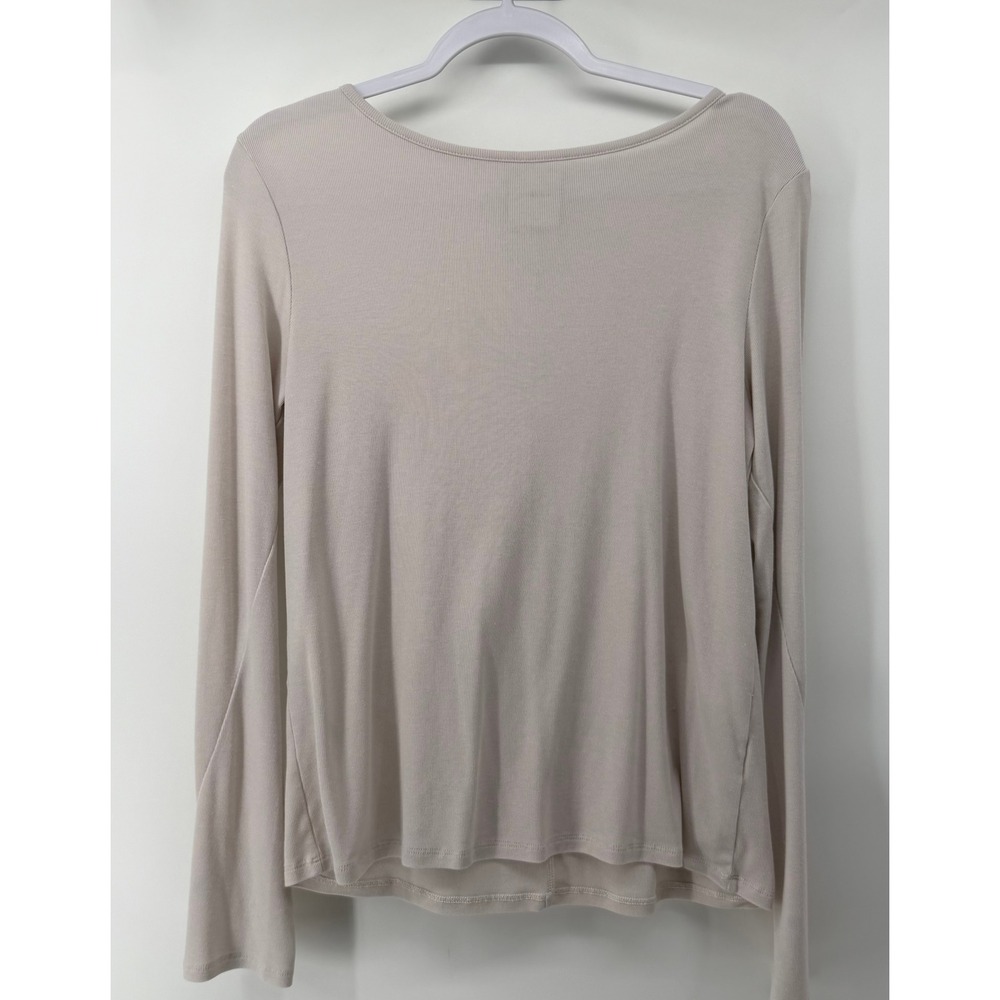 Varley Womens Ribbed Long Sleeve Scoop Neck Tencel Blend Top Small Pale Mauve